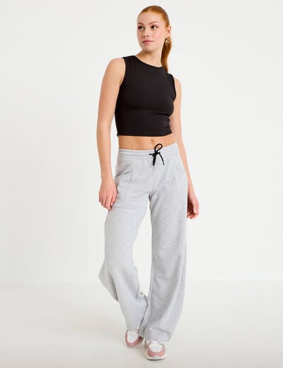 D&eacute;bardeur col rond activewear noir femme