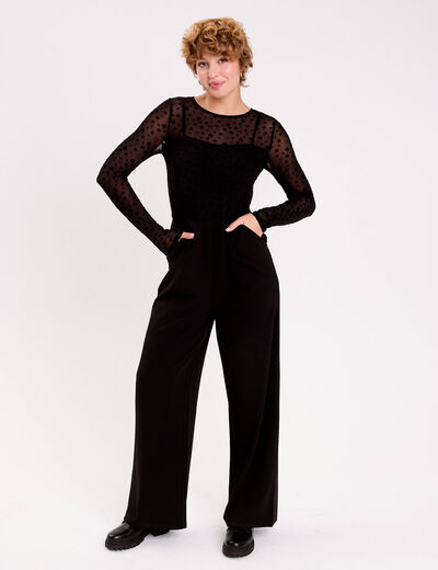 Combinaison aspect dentelle noir femme