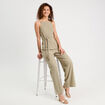 Combinaison pantalon bretelles vert kaki femme