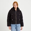 Doudoune droite cropped &agrave; capuche noir femme