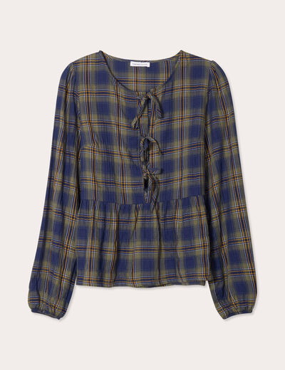Blouse avec noeuds vert kaki femme