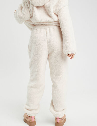 Pantalon effet polaire ecru femme