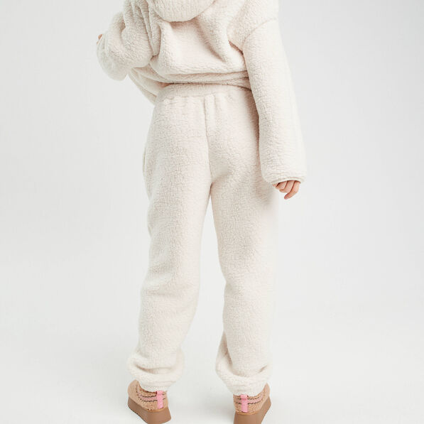 Pantalon effet polaire ecru femme