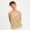 Débardeur aspect macramé beige femme