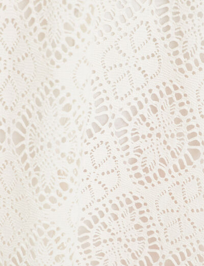 Robe évasée dentelle ecru femme