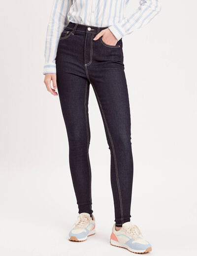 Jeans skinny taille élastiquée denim brut femme