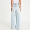 Jean wide leg taille haute Petite denim bleach femme