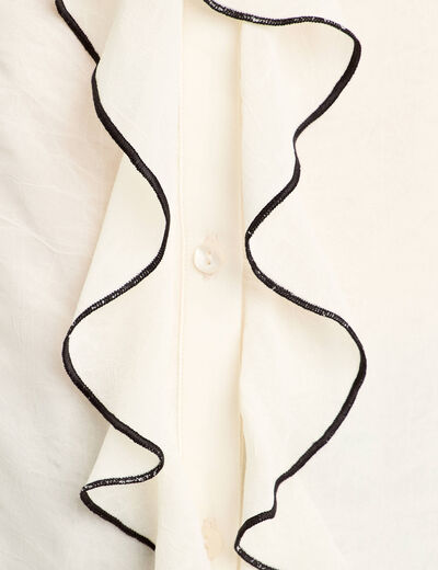 Blouse avec volants sable femme