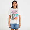 T-shirt col rond manches courtes ecru femme