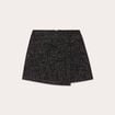 Jupe-short évasée en tweed noir femme