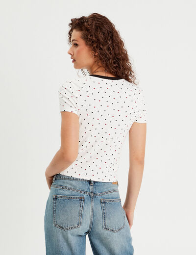 T-shirt ajusté manches courtes blanc femme