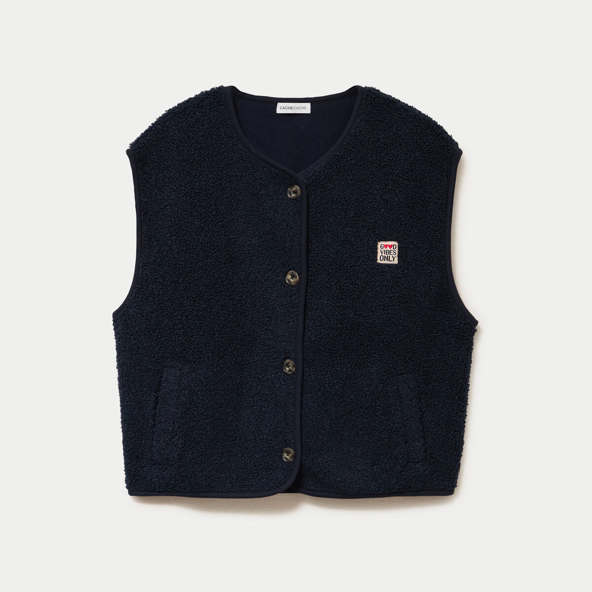 Gilet sans manches effet polaire bleu marine femme