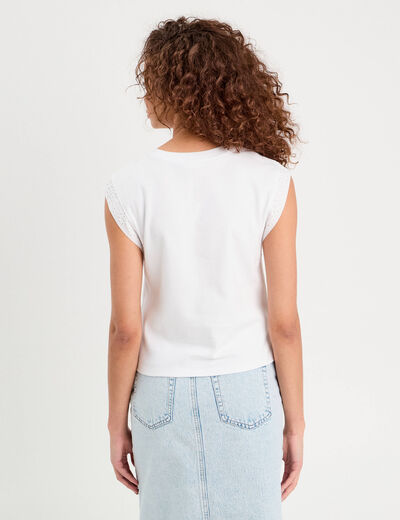 Débardeur détails brodés blanc femme