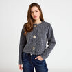 Veste effet polaire gris fonc&eacute; femme