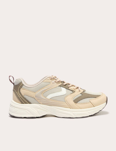 Baskets running à lacets sable femme