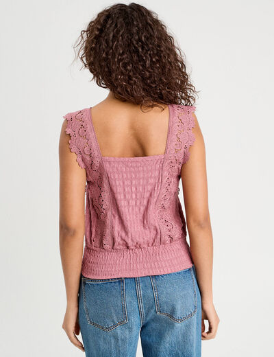 Blouse bretelles fines vieux rose femme