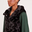 Veste droite à capuche noir femme