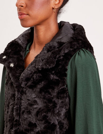 Veste droite à capuche noir femme
