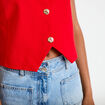 Gilet cintr&eacute; sans manches col v rouge femme