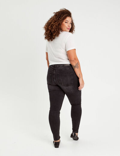 Jeans skinny taille haute denim noir femme