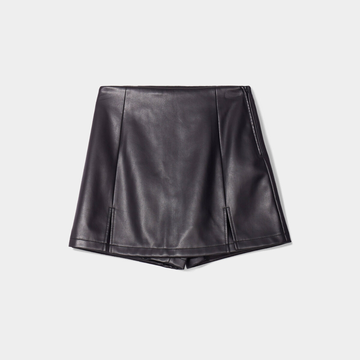 Jupe-short ajustée simili cuir noir femme