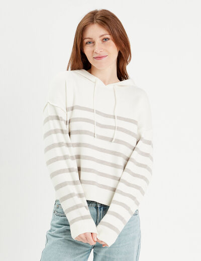 Pull à capuche gris clair femme