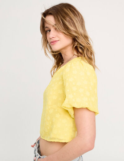 Blouse manches courtes jaune pastel femme