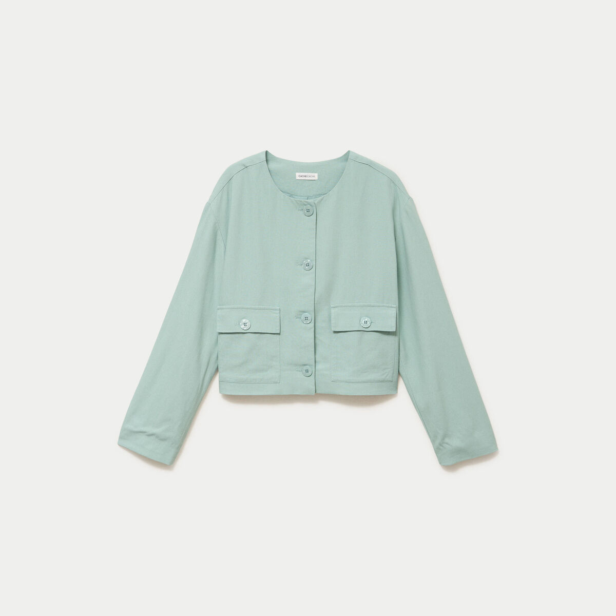 Veste coupe droite courte vert pastel femme