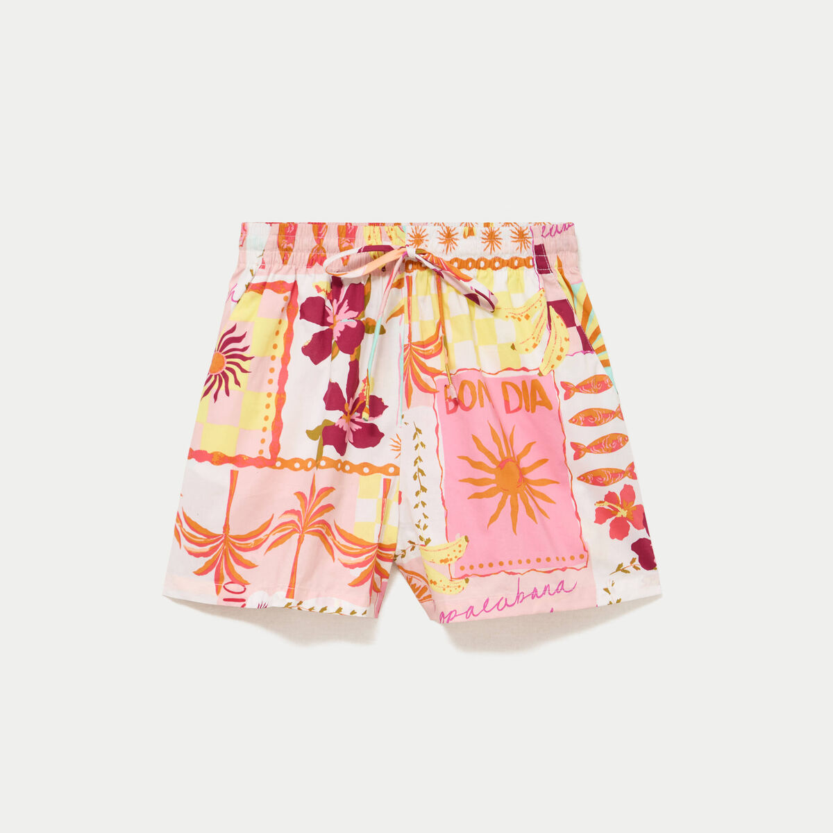 Short coupe droite large blanc femme