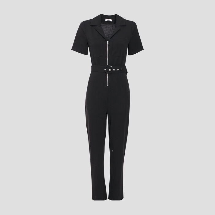 Combinaison pantalon zippée noir femme