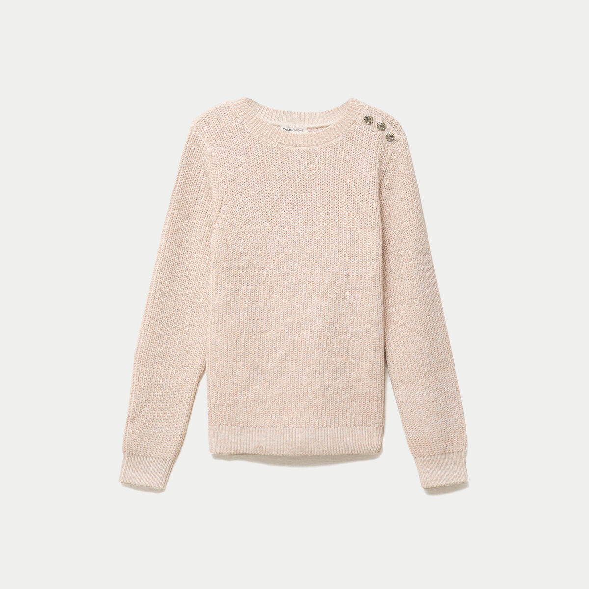 Pull manches longues brillant ivoire femme