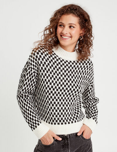 Pull col montant noir femme