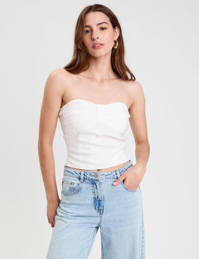 Bustier cintré sans manches ecru femme