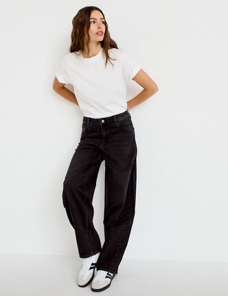 Jean coupe large denim noir femme