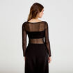 Body ajust&eacute; manches longues col bateau noir femme