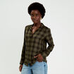 Chemise &agrave; carreaux fils m&eacute;tallis&eacute;s vert menthe femme