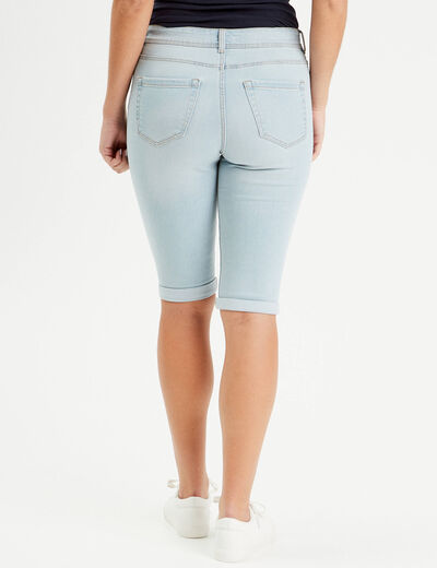 Bermuda slim en jean denim bleach femme