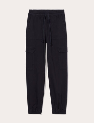 Pantalon cargo slim noir femme