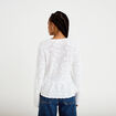 Pull ajour&eacute; p&eacute;plum manches longues ecru femme
