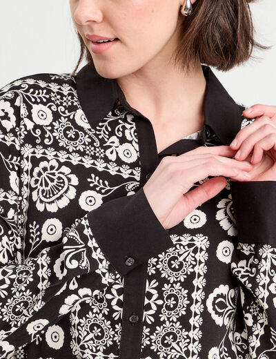 Chemise manches longues noir femme