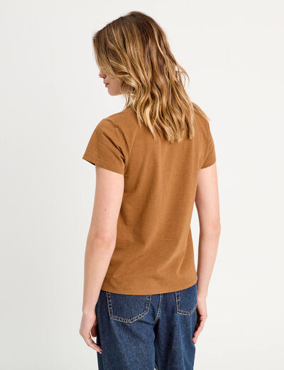 T-shirt manches courtes marron femme