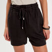 Short regular contenant du lin noir femme