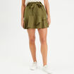 Jupe évasée plumetis vert kaki femme