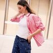 Chemise oversize col classique rose vif femme