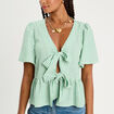 Blouse manches courtes noeuds vert prairie femme