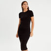 Robe longue moulante côtelée noir femme