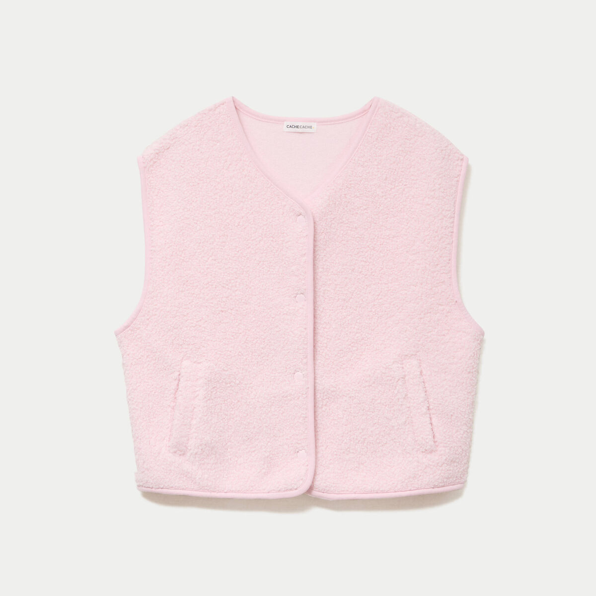 Gilet sans manches effet polaire rose clair femme