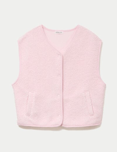 Gilet sans manches effet polaire rose clair femme