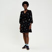 Robe &eacute;vas&eacute;e col v manches longues noir femme
