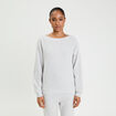 Sweat duveteux col rond manches longues gris clair femme